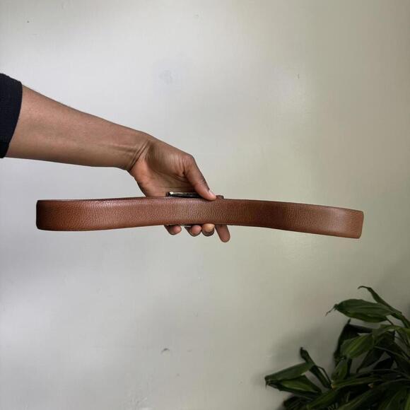 Vintage Brown leather belt with silver buckle‎ size 36